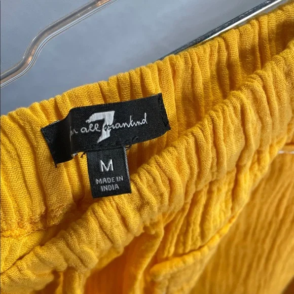 7 For All Mankind Yellow Cotton Blouse and Short Set - Picture 9 of 11